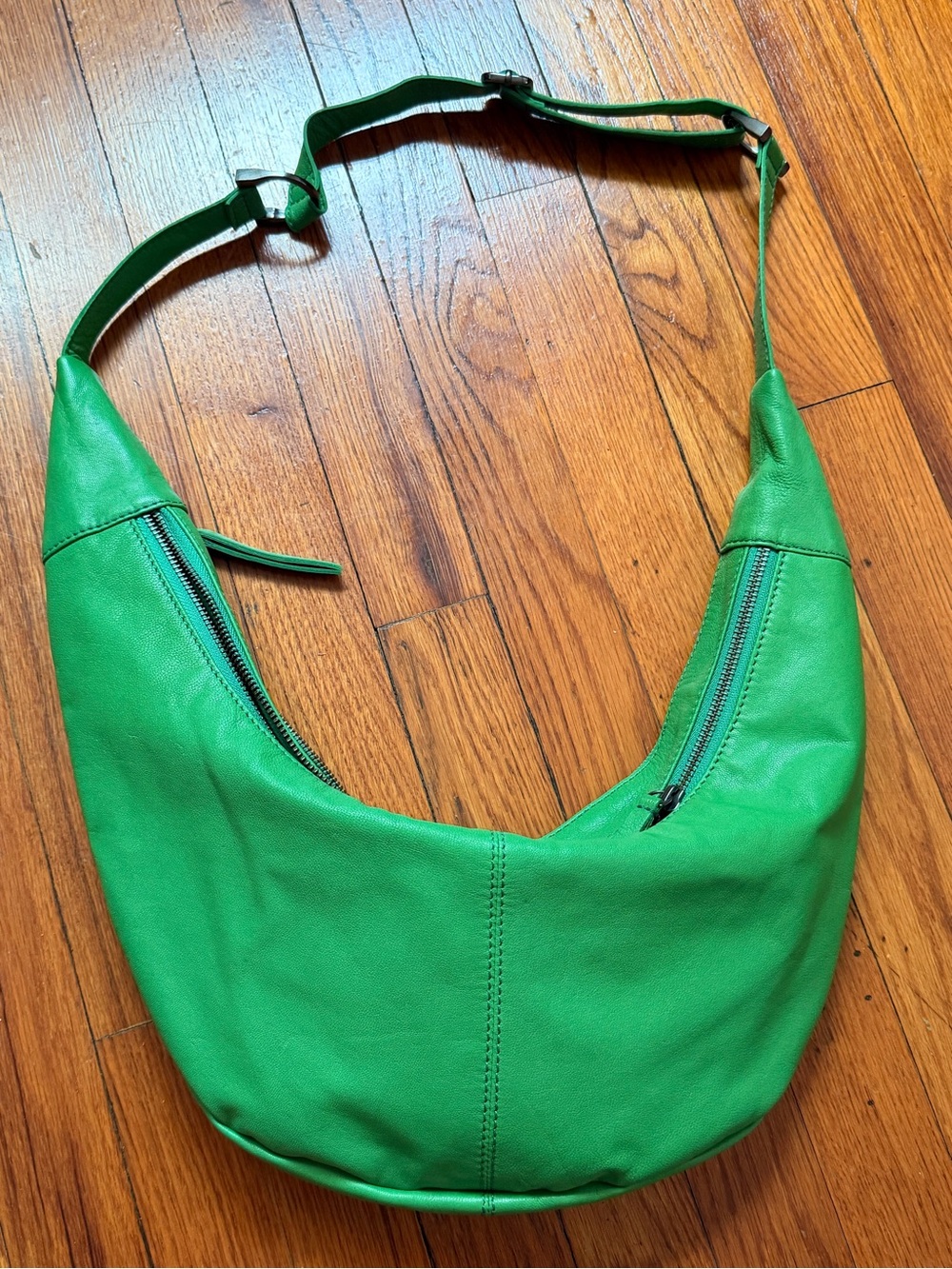 Free People Bright Green Leather Hobo Shoulder Bag